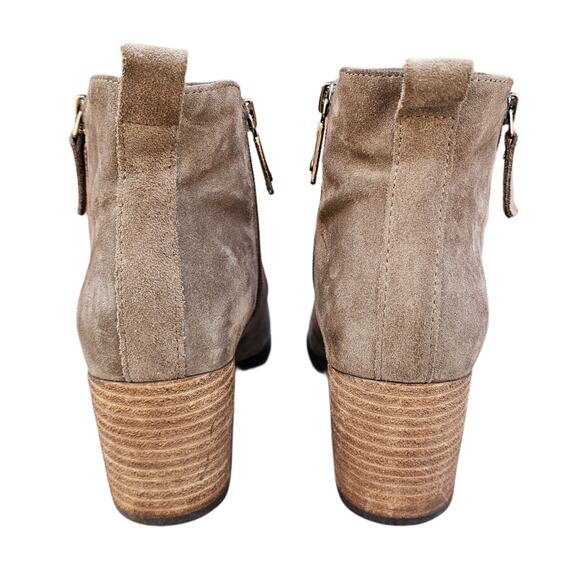 Tan Suede Bootie Blondo Siena Bootie Size 8.5 Leather Heeled Side Zip Ankle Boot - Picture 5 of 13